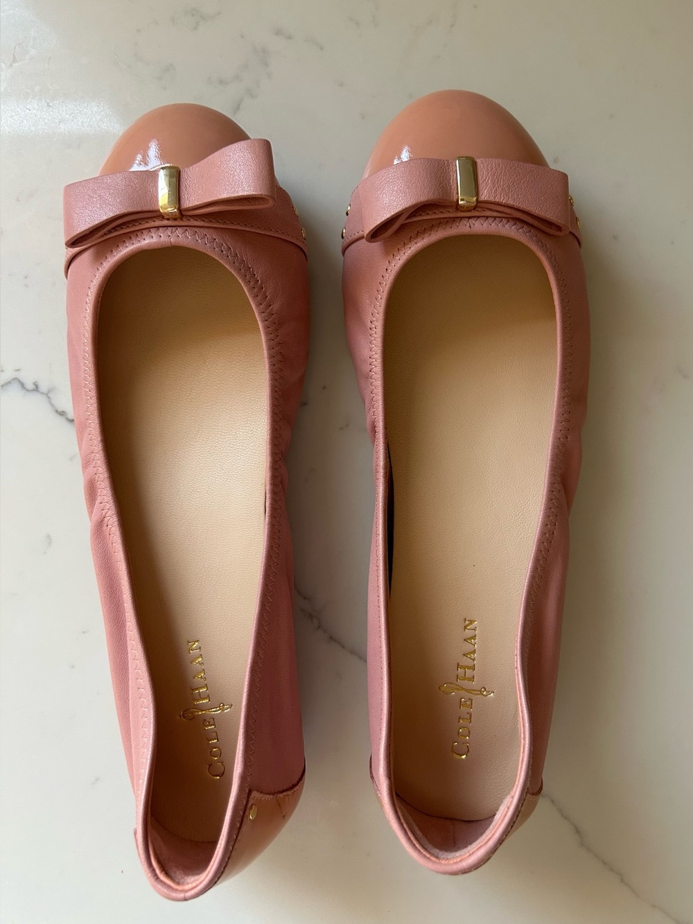 Cole Haan Dusty Rose/Pink Bow Cap-Toe Ballet Flats